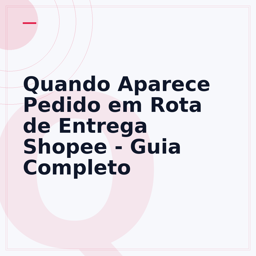 Quando Aparece Pedido em Rota de Entrega Shopee - Guia Completo